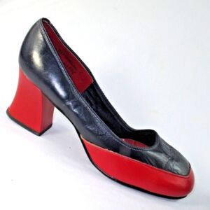 Qualicraft Shoes Vintage 70's Pumps Chunky Heel Leather  Size 7.5 B